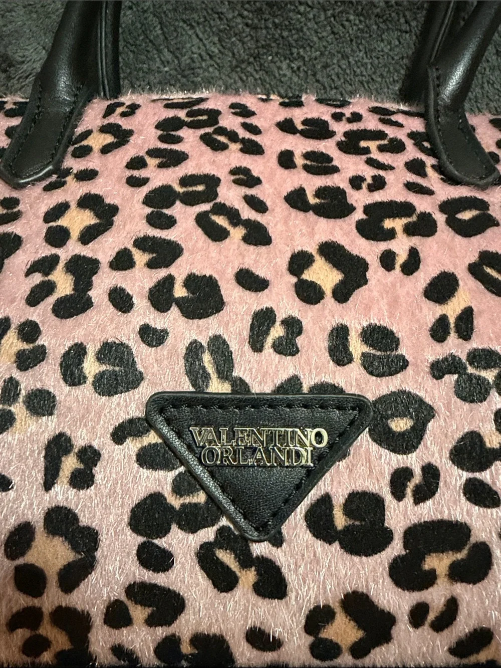 Valentino Orlandi Pink and Black Leopard-Print Satchel NWOT - Picture 3 of 9